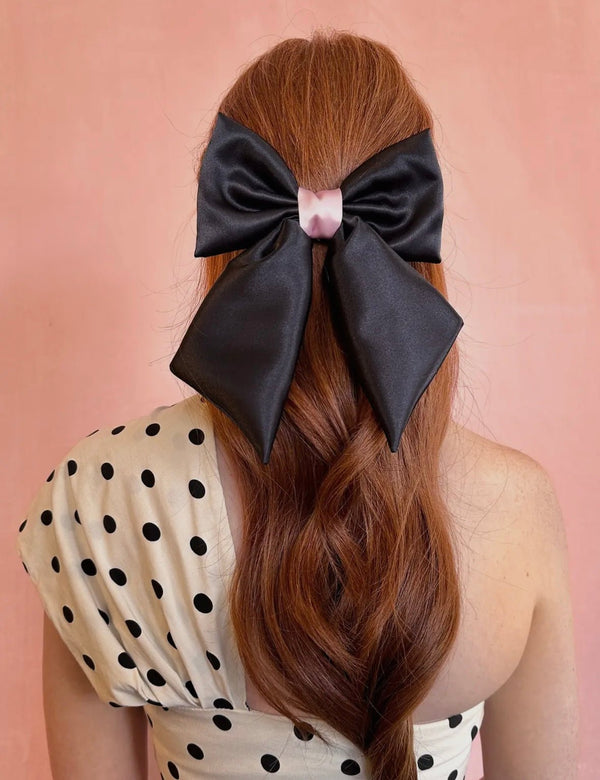 The Babe Bow: Black & Pink Hair Bow - MomQueenBoutique