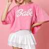 The Babe Top: Pink Short Sleeve Casual Sweatshirt Top - MomQueenBoutique