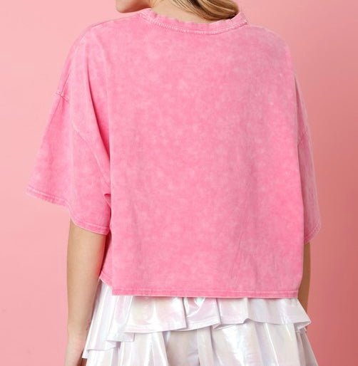 The Babe Top: Pink Short Sleeve Casual Sweatshirt Top - MomQueenBoutique