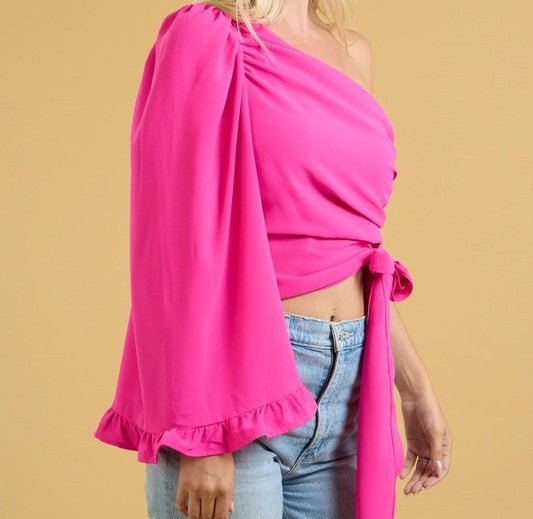 The Barbie Blouse: Pink One Shoulder Blouse - MomQueenBoutique