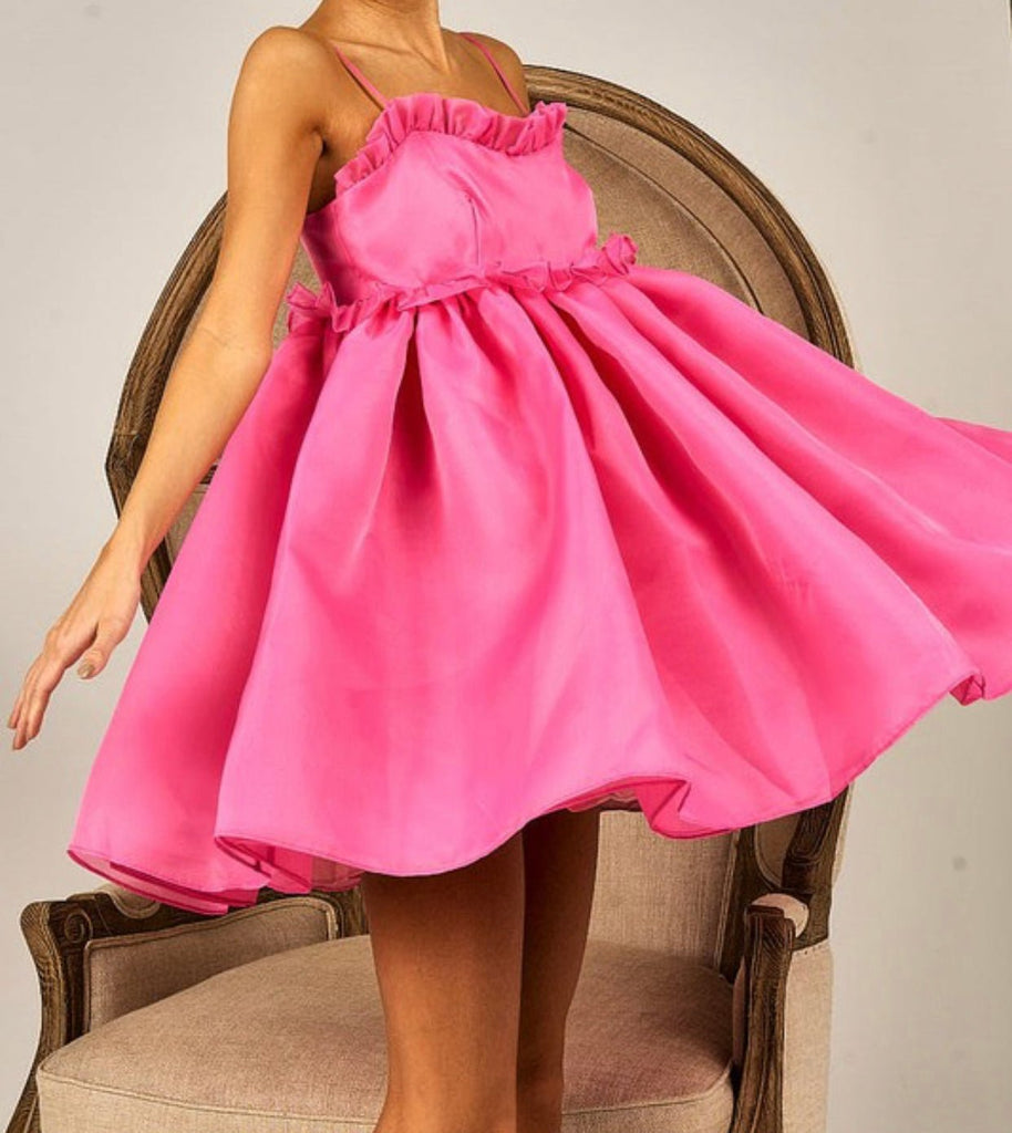 The Barbie Dress: Ruffled Edge Sweet Heart Neck Sleeveless Tulle Mini Dress - MomQueenBoutique