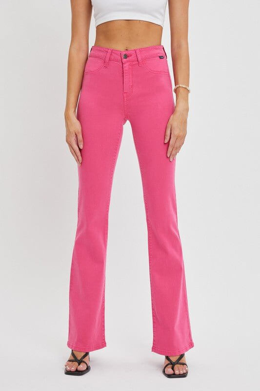 The Barbie Jeans: Mid Rise Pink Flare Jeans - MomQueenBoutique