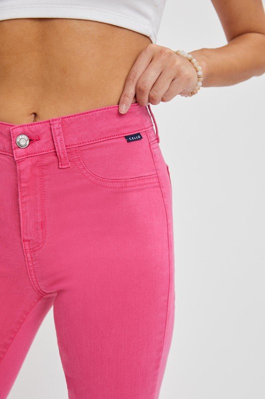 The Barbie Jeans: Mid Rise Pink Flare Jeans - MomQueenBoutique
