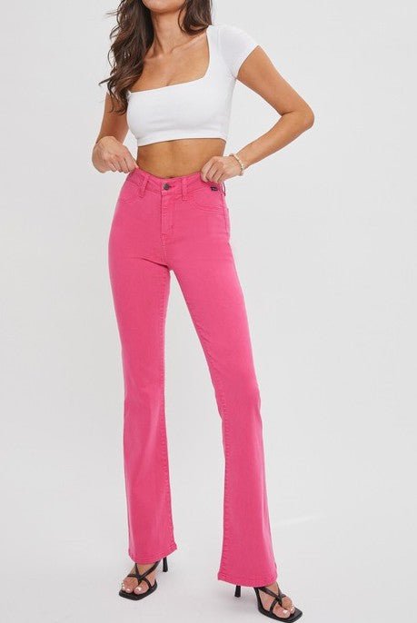 The Barbie Jeans: Mid Rise Pink Flare Jeans– MomQueenBoutique