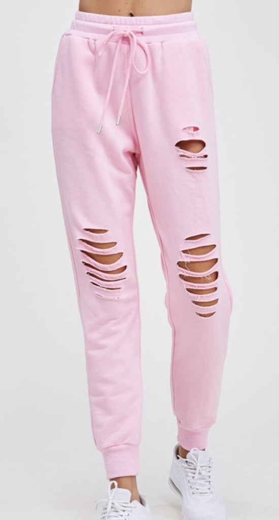 The Barbie Joggers: Distressed Joggers– MomQueenBoutique