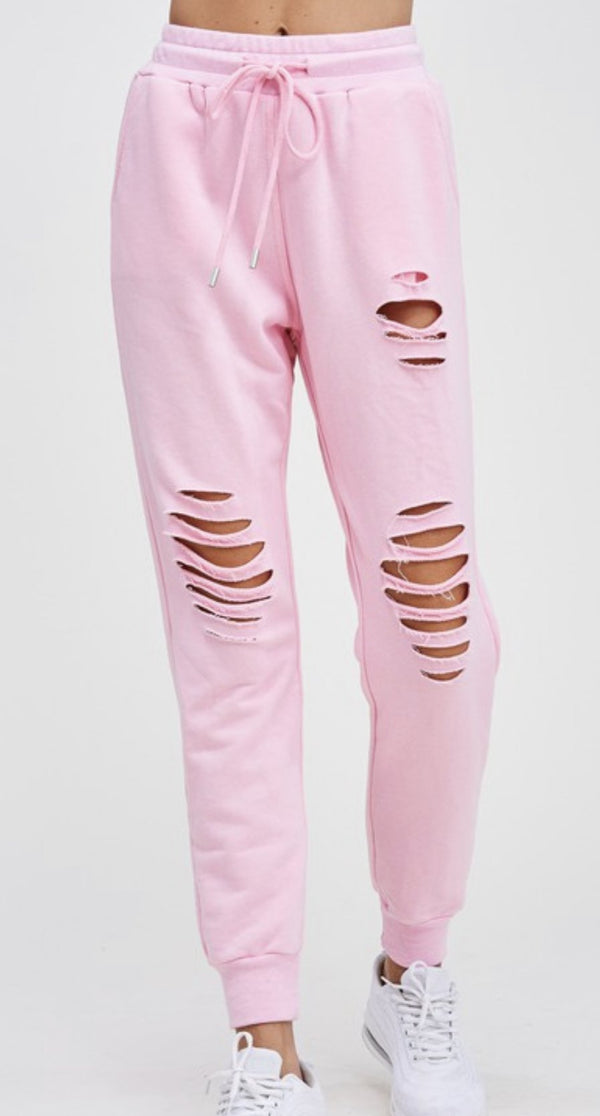 The Barbie Joggers: Distressed Joggers - MomQueenBoutique
