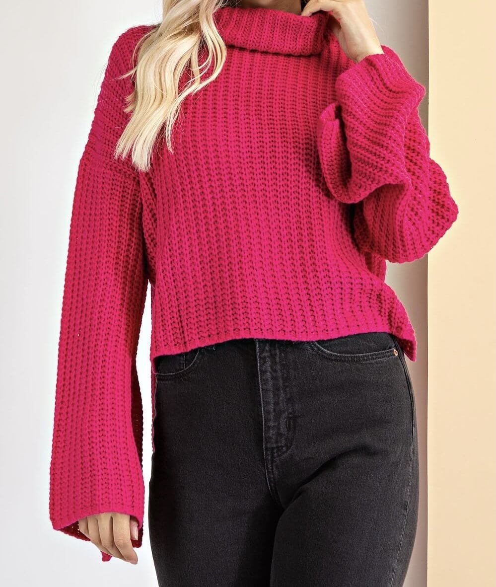 The Barbie Sweater: Turtle Neck Sweater W/ Slit at The Sides - MomQueenBoutique
