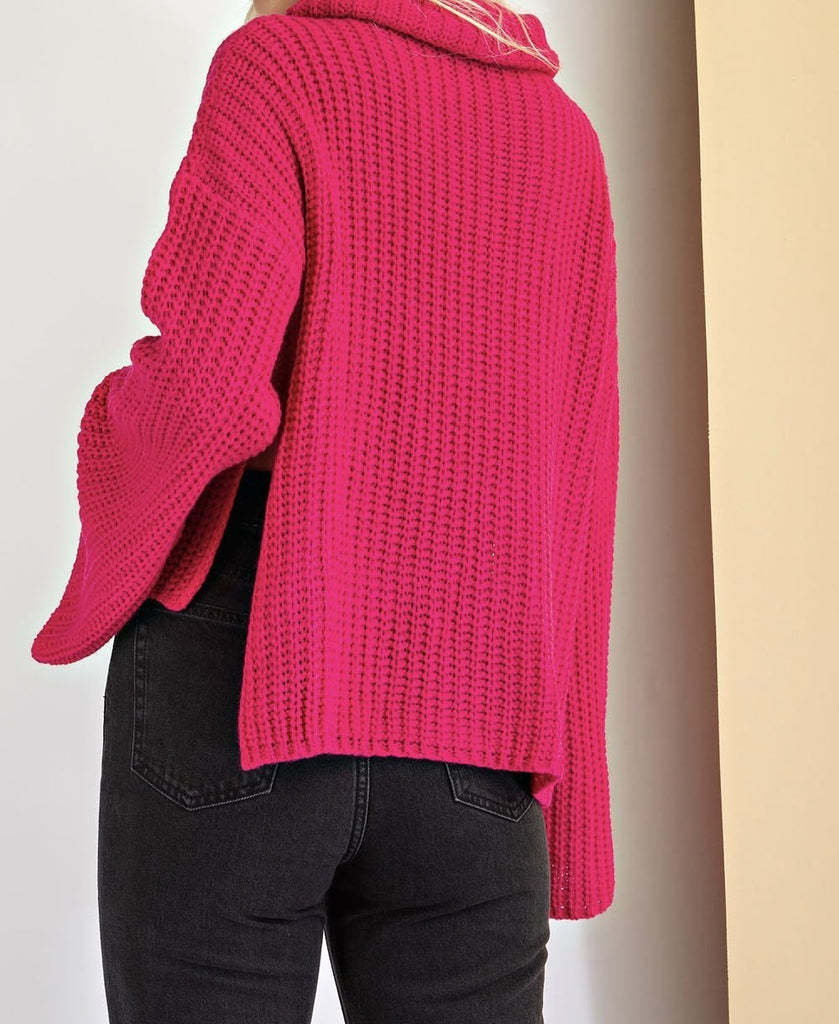 The Barbie Sweater: Turtle Neck Sweater W/ Slit at The Sides - MomQueenBoutique