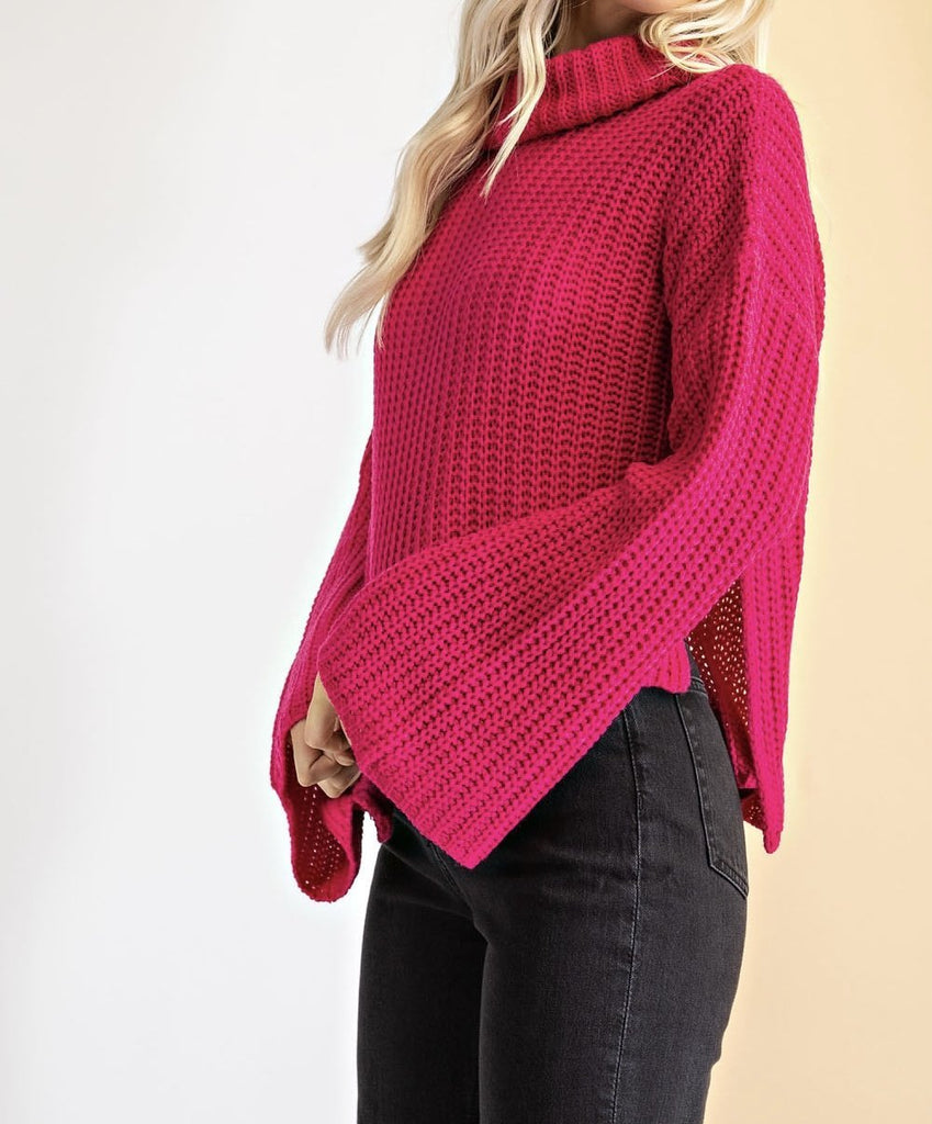 The Barbie Sweater: Turtle Neck Sweater W/ Slit at The Sides - MomQueenBoutique