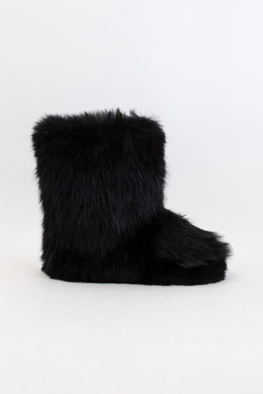The Berry Boots: Furry Mid Calf Slip On Bootie - MomQueenBoutique