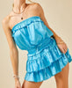 The Bethany Romper: Strapless Blue Ruffled Romper - MomQueenBoutique