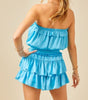 The Bethany Romper: Strapless Blue Ruffled Romper - MomQueenBoutique