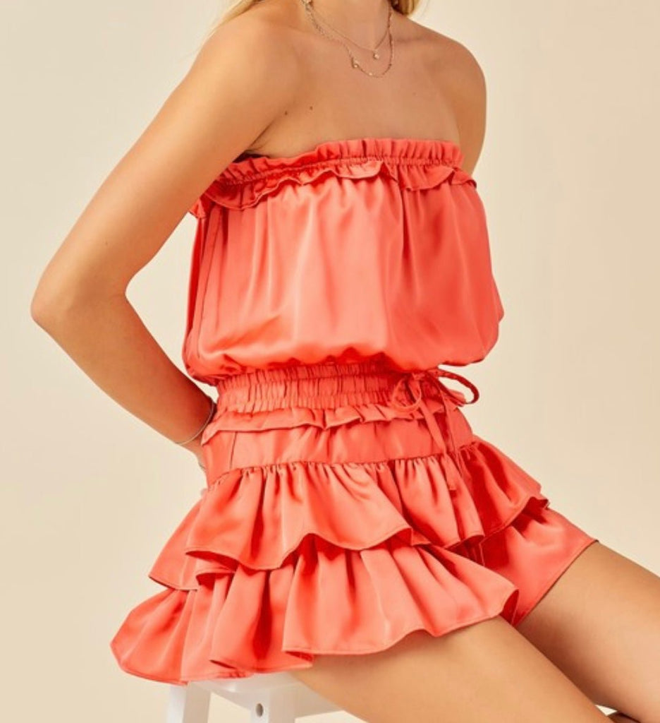 The Bethany Romper: Strapless Ruffled Romper - MomQueenBoutique