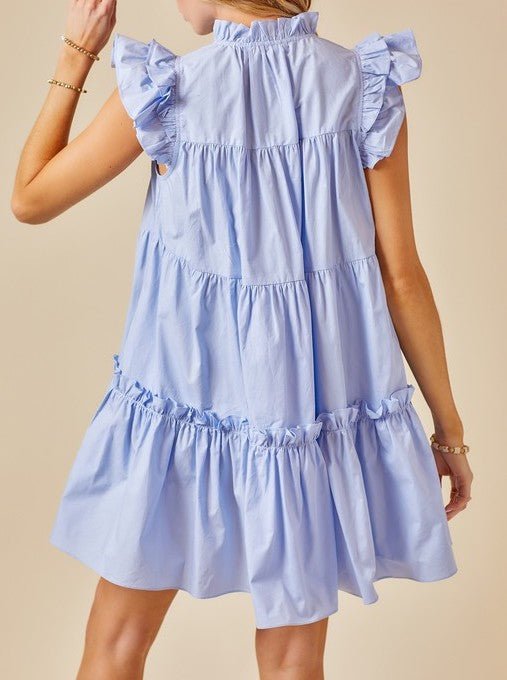 The Beverly Dress: Ruffle Sleeve Babydoll Poplin Dress - MomQueenBoutique