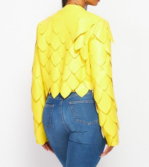 The Beyonce Jacket: Yellow Pleather Pacthwork Jacket - MomQueenBoutique