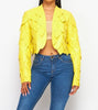 The Beyonce Jacket: Yellow Pleather Pacthwork Jacket - MomQueenBoutique