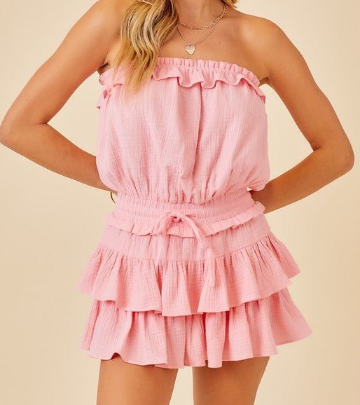 The Blaire Romper: Strapless Ruffled Romper - MomQueenBoutique