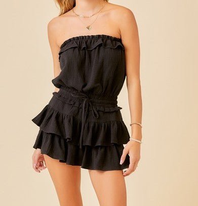 The Blaire Romper: Strapless Ruffled Romper - MomQueenBoutique