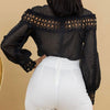 The Bree Bodysuit: Crochet Detailed Cut Out Blouse Bodysuit - MomQueenBoutique