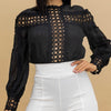 The Bree Bodysuit: Crochet Detailed Cut Out Blouse Bodysuit - MomQueenBoutique