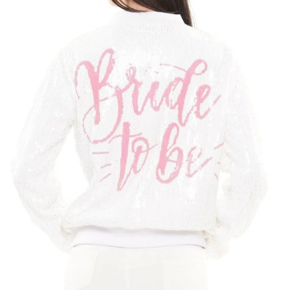 The Bride To Be BombBabe Jacket: Sequin Bride Bomber Jacket - MomQueenBoutique