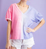 The Callie Set: Tie Dye V-Neck Short Sleeve Top W/ Matching Drawstring Shorts - MomQueenBoutique