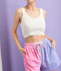 The Callie Set: Tie Dye V-Neck Short Sleeve Top W/ Matching Drawstring Shorts - MomQueenBoutique