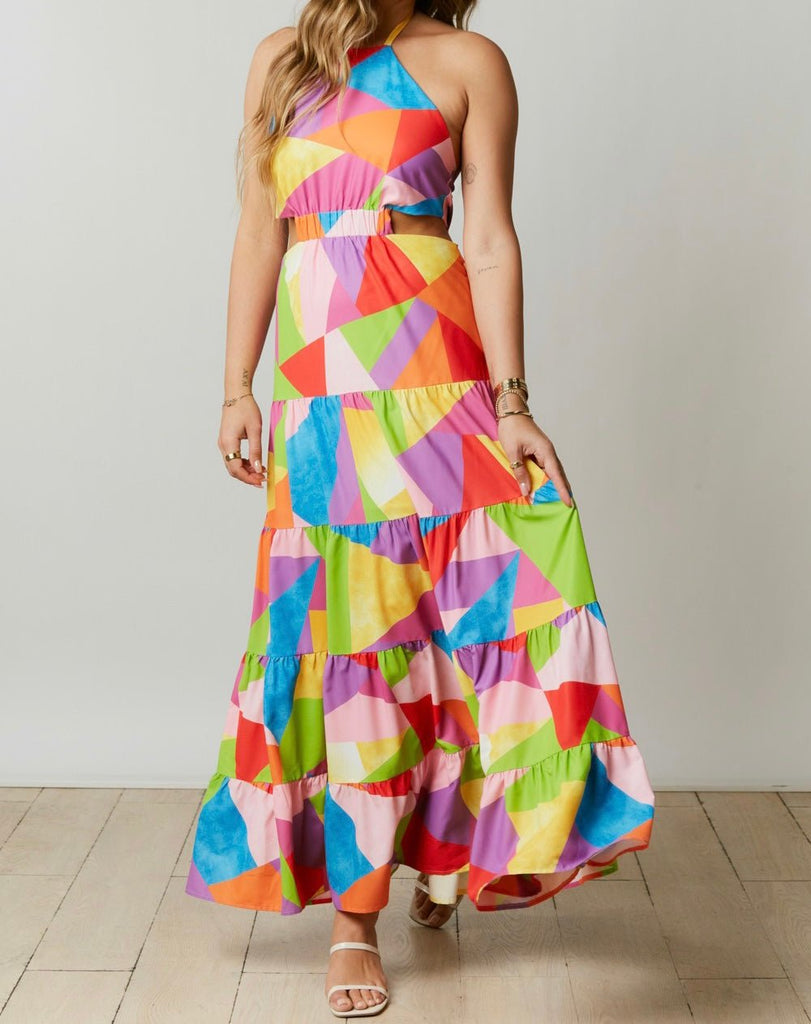The Camila Dress: Colorful Maxi With Cut Outs - MomQueenBoutique