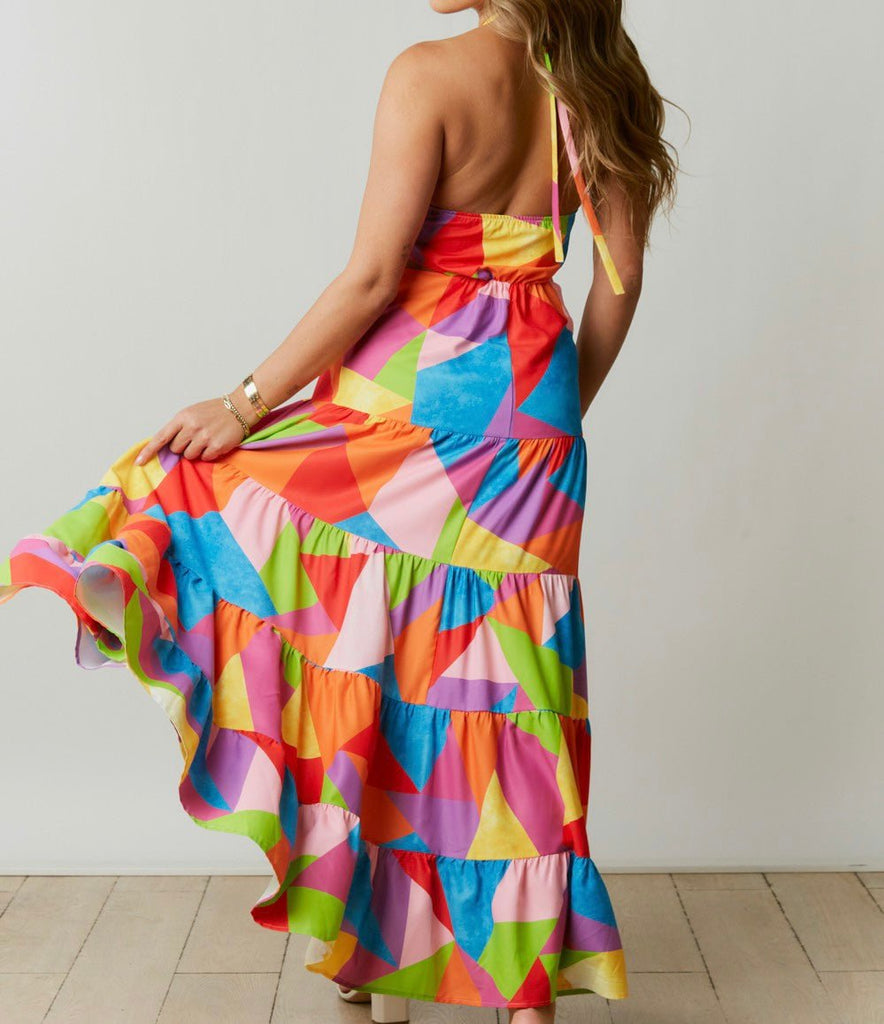 The Camila Dress: Colorful Maxi With Cut Outs - MomQueenBoutique