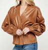 The Camille Top: Overlap Leather Shirt - MomQueenBoutique