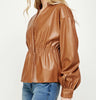 The Camille Top: Overlap Leather Shirt - MomQueenBoutique