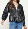 The Camille Top: Overlap Leather Shirt - MomQueenBoutique