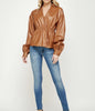 The Camille Top: Overlap Leather Shirt - MomQueenBoutique