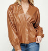 The Camille Top: Overlap Leather Shirt - MomQueenBoutique