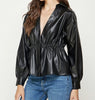 The Camille Top: Overlap Leather Shirt - MomQueenBoutique