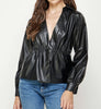 The Camille Top: Overlap Leather Shirt - MomQueenBoutique