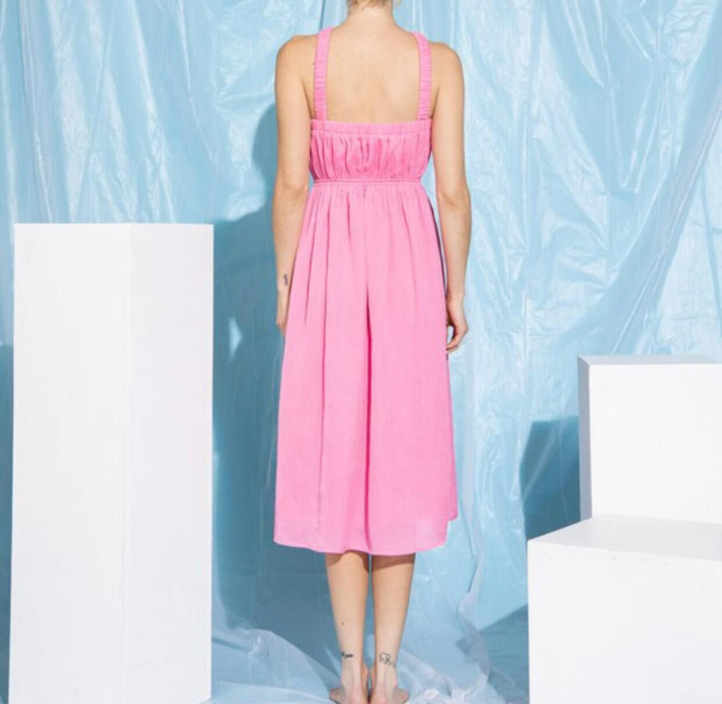 The Camryn Dress: Textured Solid Cutout Midi Dress - MomQueenBoutique