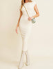 The Carla Dress: Cream Cap Sleeve Ribbed Bodycon Midi Dress - MomQueenBoutique