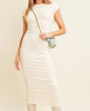 The Carla Dress: Cream Cap Sleeve Ribbed Bodycon Midi Dress - MomQueenBoutique