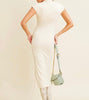 The Carla Dress: Cream Cap Sleeve Ribbed Bodycon Midi Dress - MomQueenBoutique