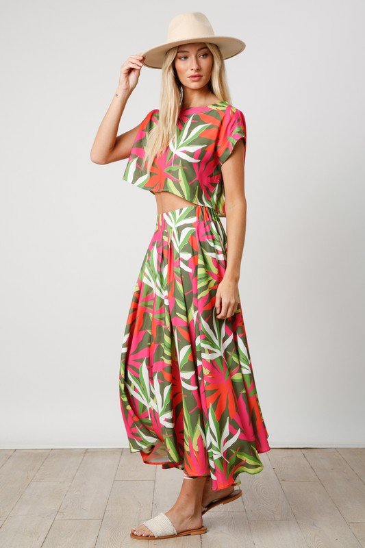 The Catherine Set: Tropical Print Skirt Set - MomQueenBoutique