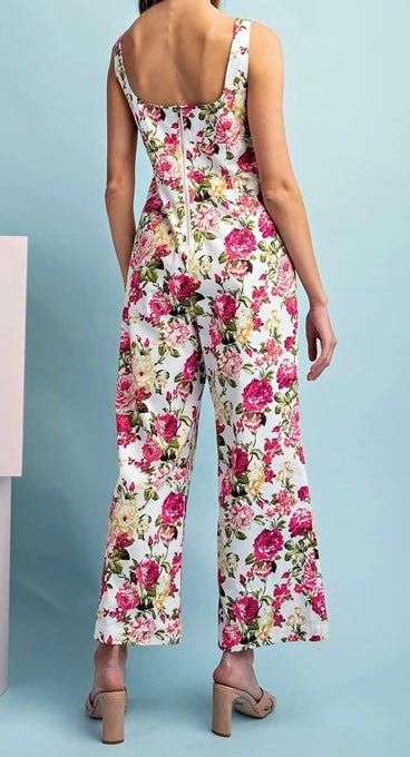 The Cecelia Jumpsuit: Floral Print Jumpsuit - MomQueenBoutique