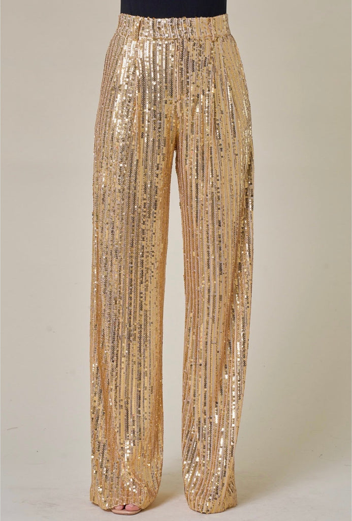 The Chandler Pants: High Waist Sequin Pants - MomQueenBoutique