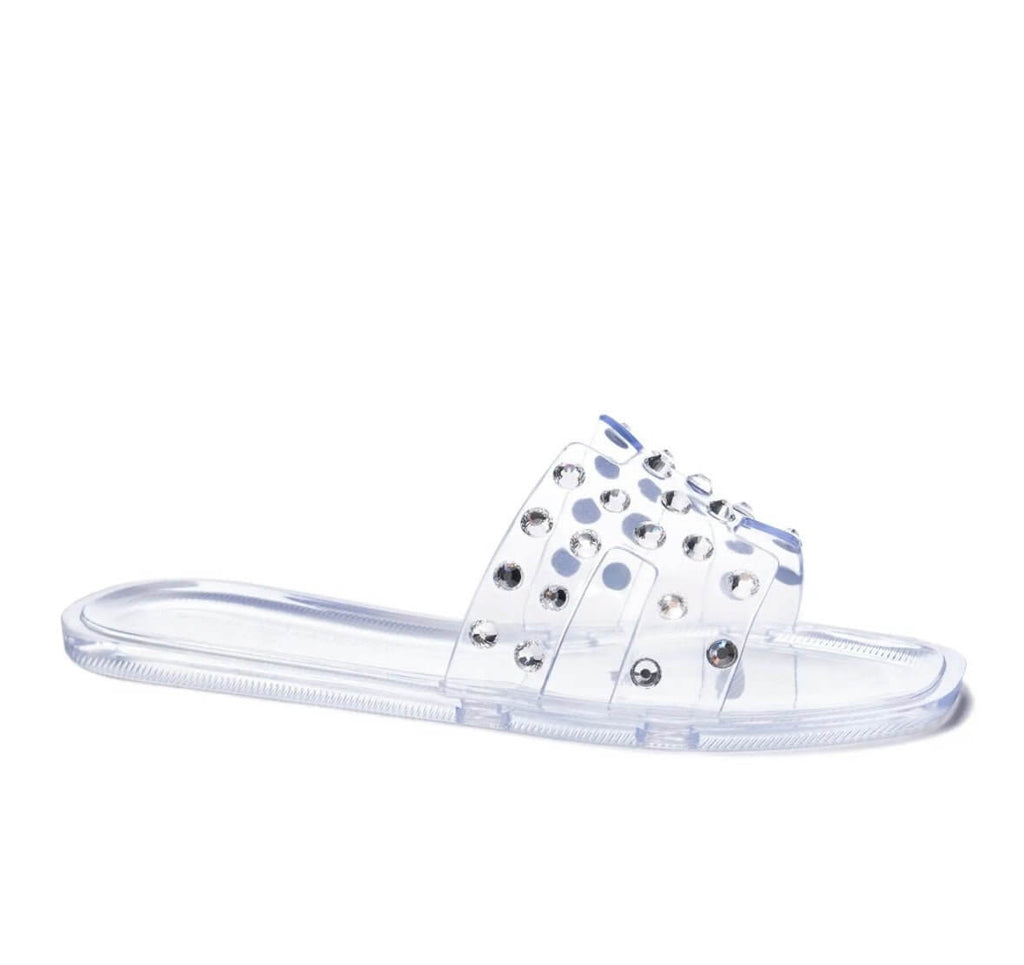 The Charli Slide- Clear Casual Bling Sandal - MomQueenBoutique