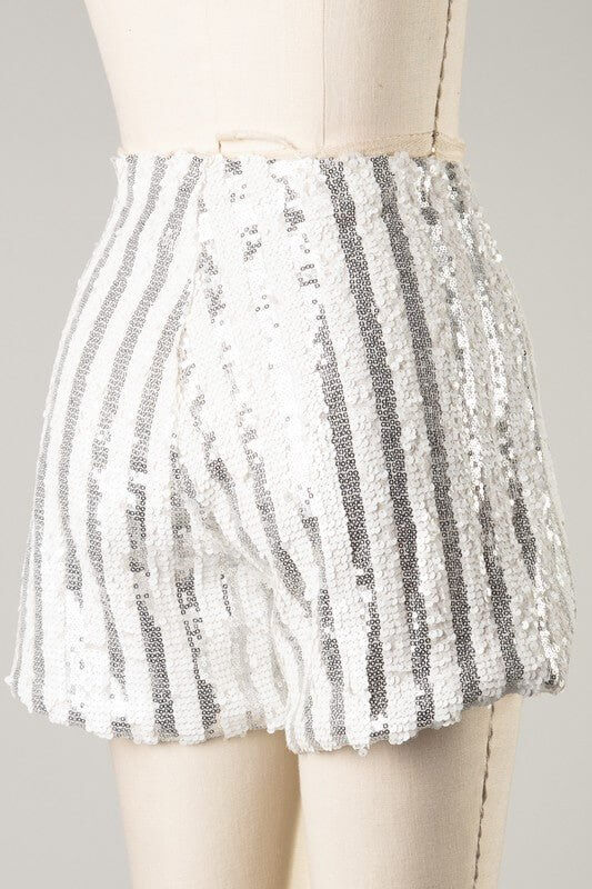 The Charlotte Shorts: Striped Sequins Shorts - MomQueenBoutique