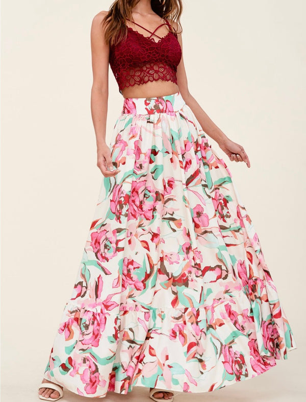 The Cheryl Skirt: Floral Print Maxi Skirt - MomQueenBoutique