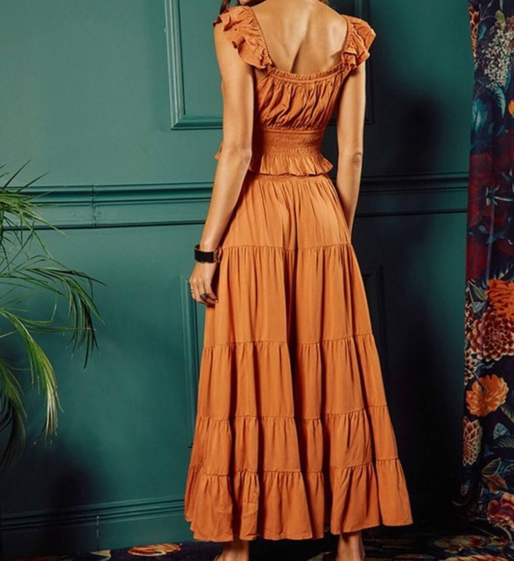The Chesney Set: Smocked Tiered Maxi Skirt Set - MomQueenBoutique
