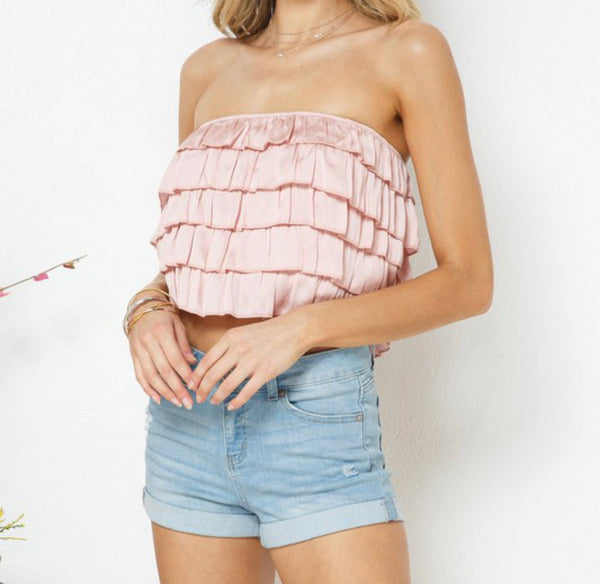 The Chloe Top: Strapless Ruffle Tube Top - MomQueenBoutique