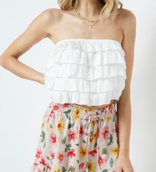 The Chloe Top: Strapless Ruffle Tube Top - MomQueenBoutique
