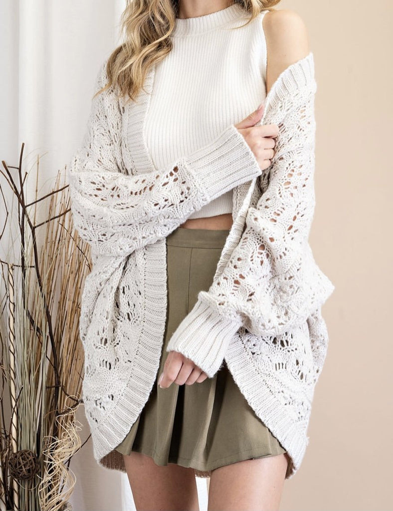The Christine Cardi: Open Knit Cocoon Cardigan - MomQueenBoutique